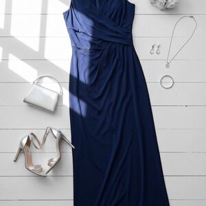 ✨ Elegant Ruched Maxi Gown - Sleeveless V-Neck - 4